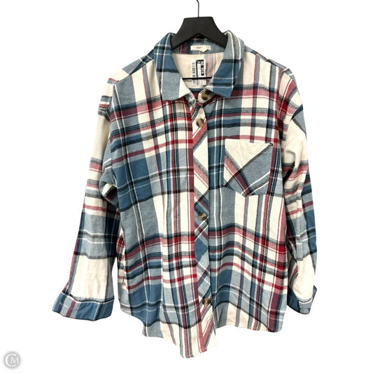 Jacket Shirt By Maurices In Blue & Red & White, Size: L