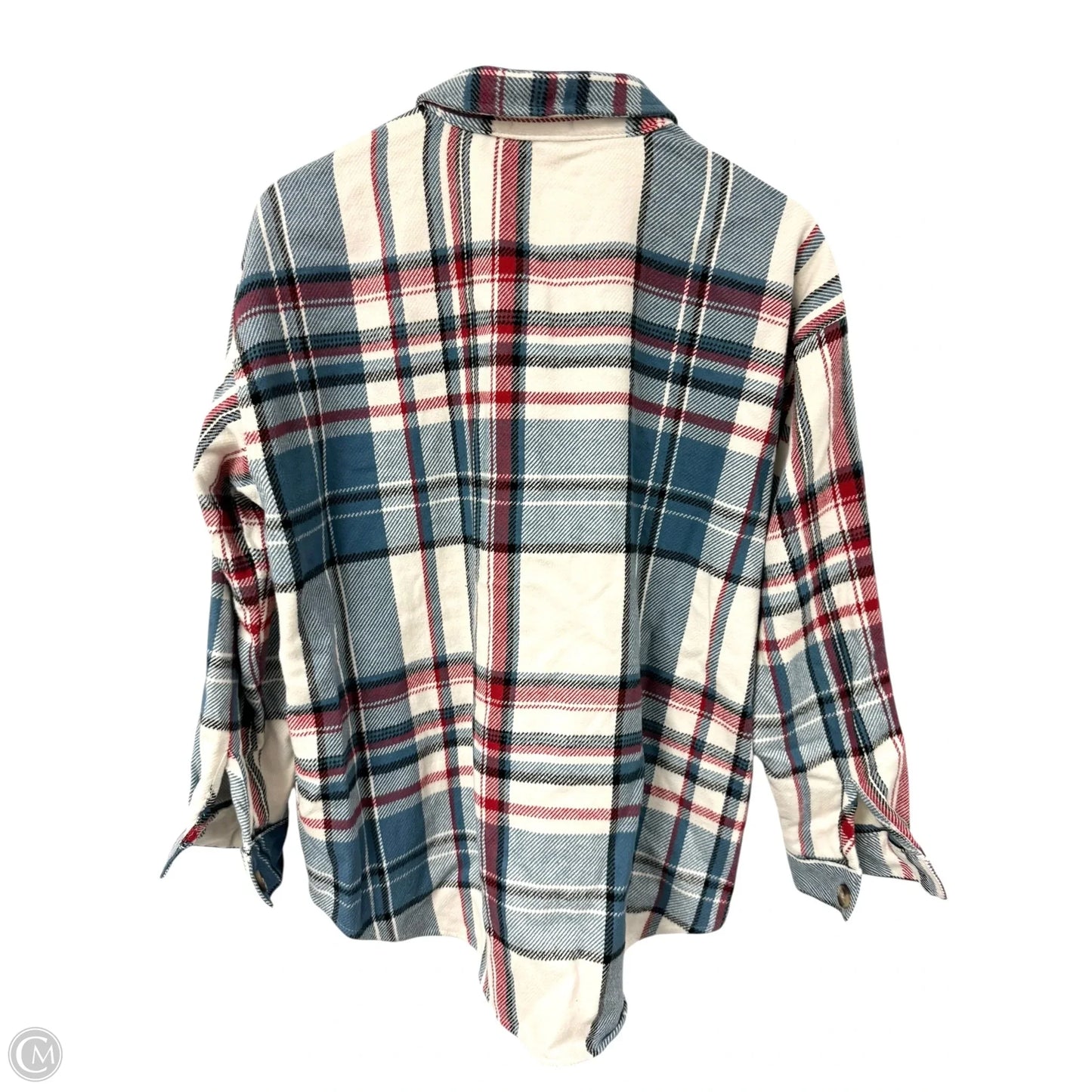 Jacket Shirt By Maurices In Blue & Red & White, Size: L