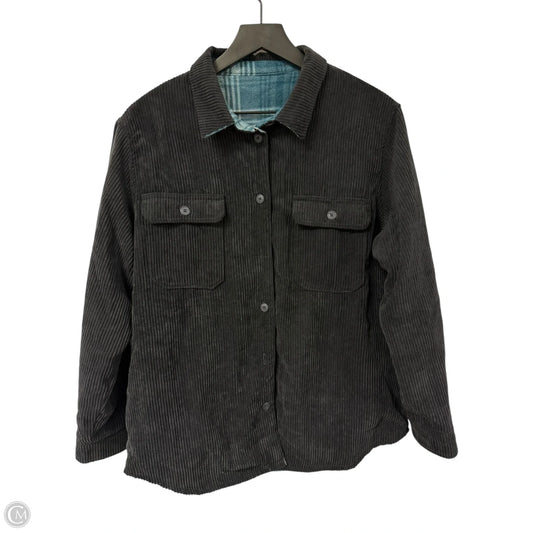 Jacket Shirt By Love Tree In Black & Blue, Size: L