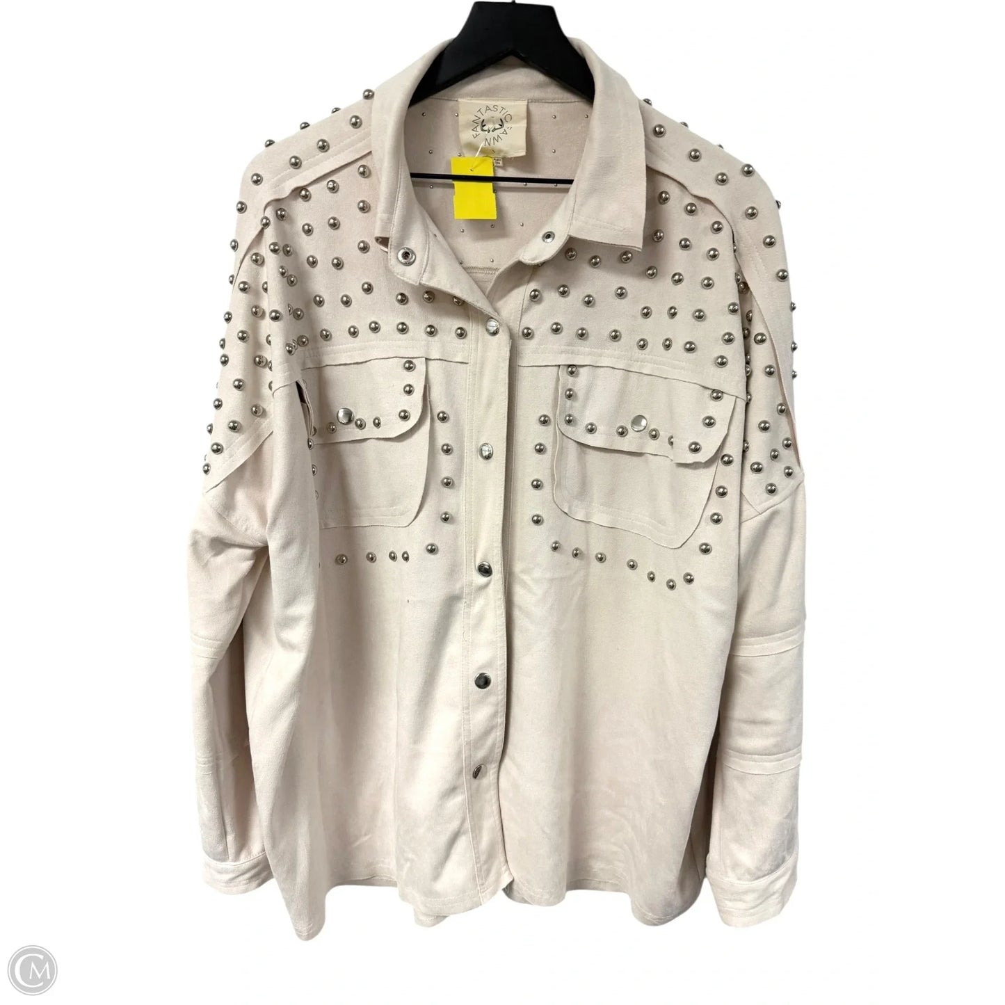 Jacket Shirt By Fantastic Fawn In Cream, Size: L