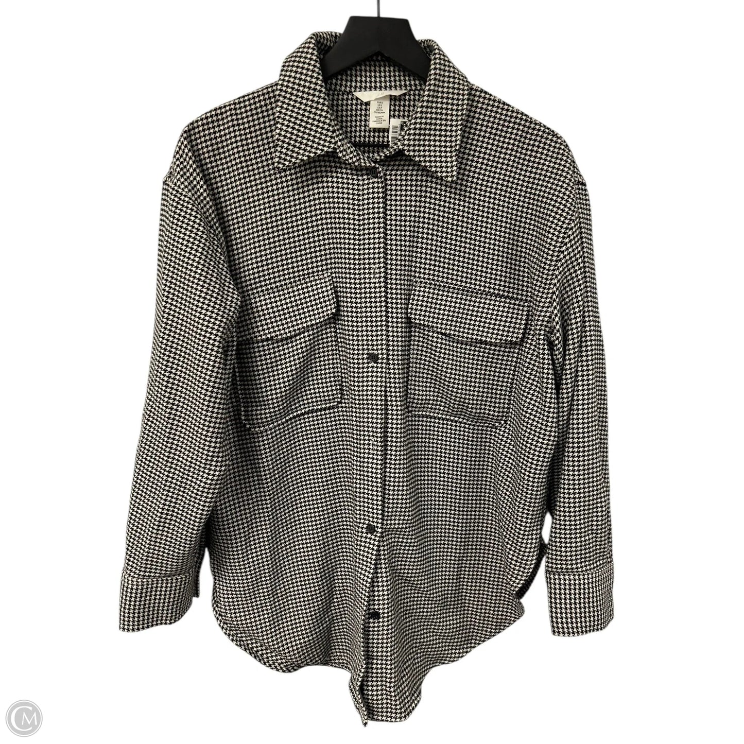 Jacket Shirt By H&m In Black & Cream, Size: S