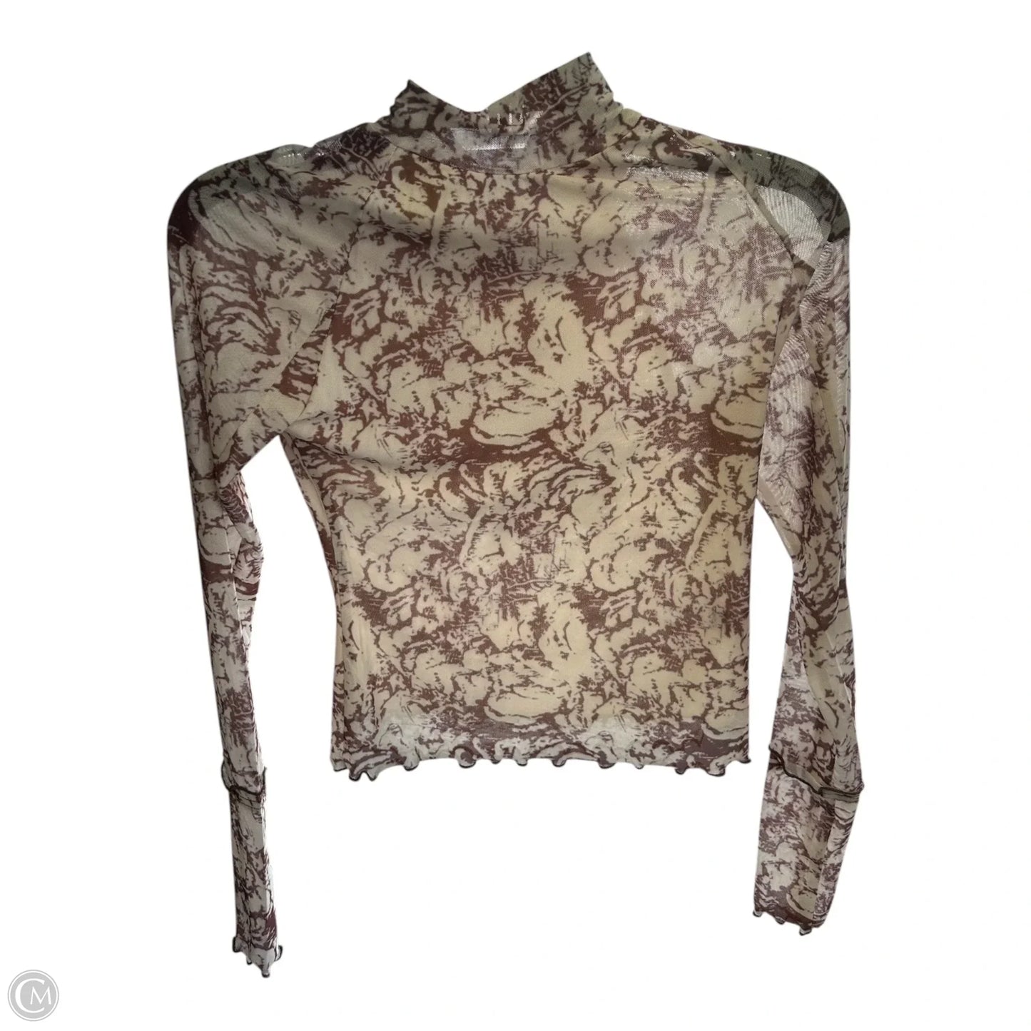 Top Long Sleeve By Promesa In Brown & Cream, Size: S