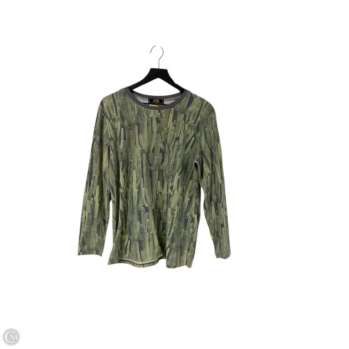 Top Long Sleeve Basic By Lucky & Blessed In Green & Grey, Size: S