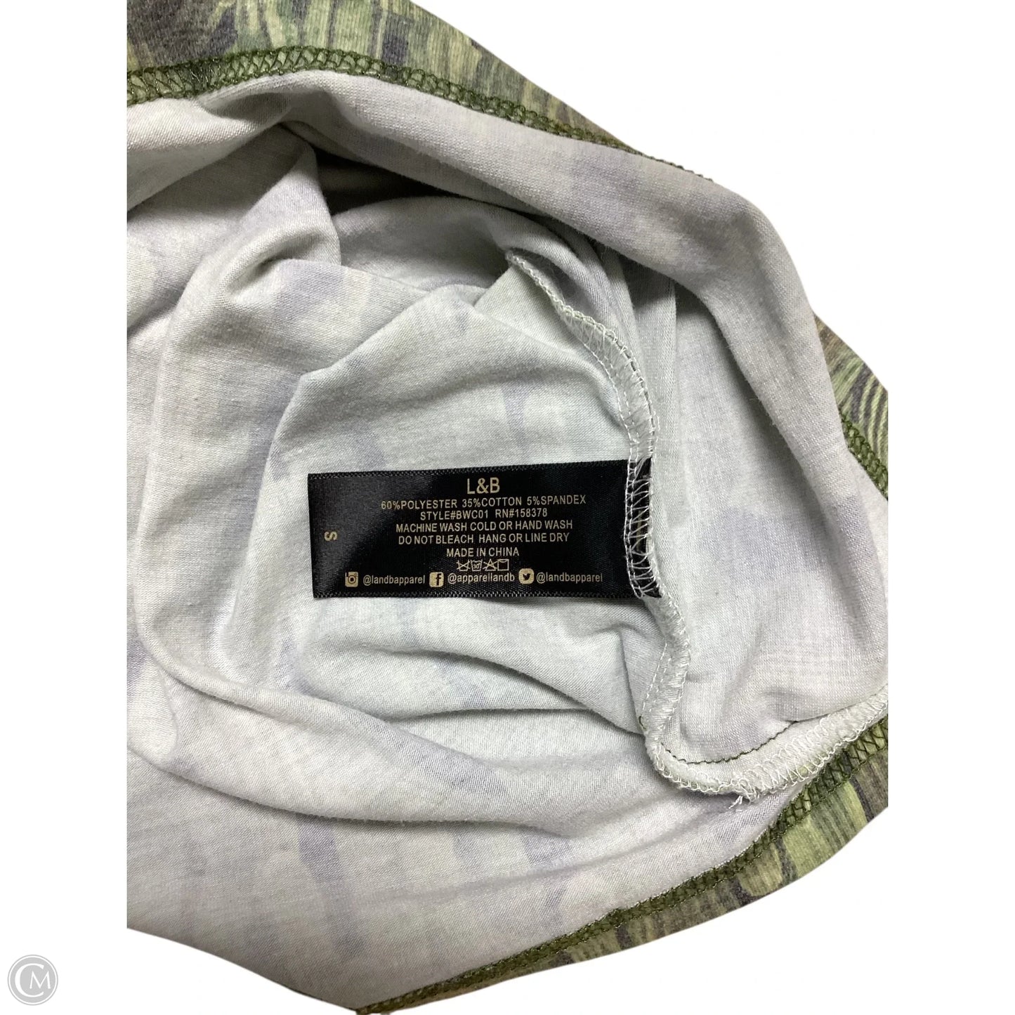 Top Long Sleeve Basic By Lucky & Blessed In Green & Grey, Size: S