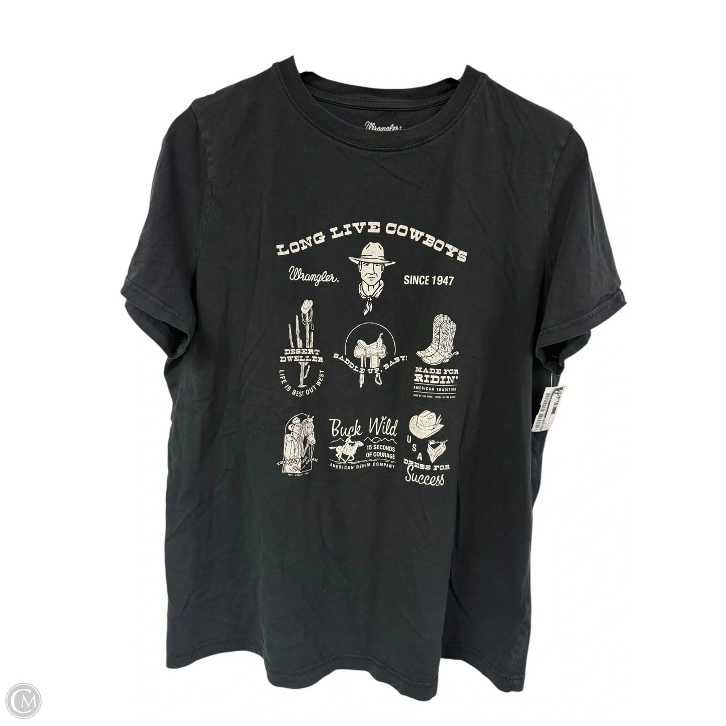 Top Short Sleeve By Wrangler In Black, Size: L