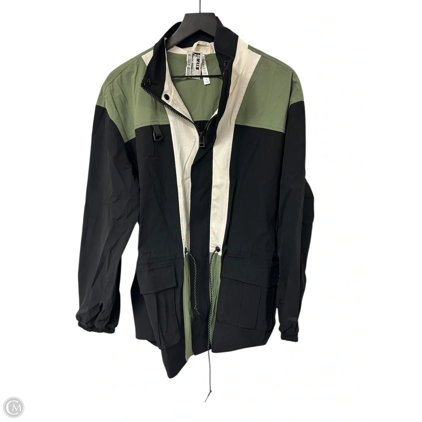 Jacket Windbreaker By Fabletics In Black & Green, Size: M