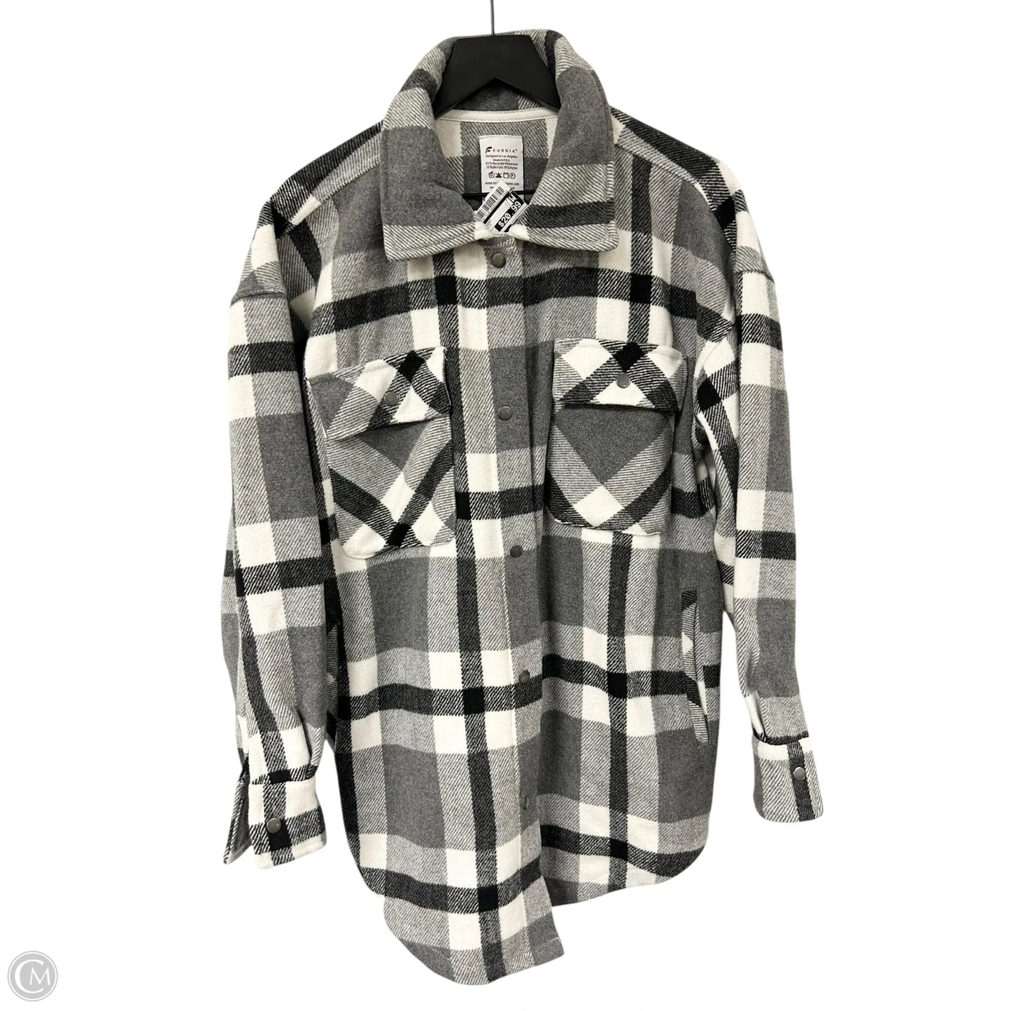 Jacket Shirt By Cmc In Grey & White, Size: S