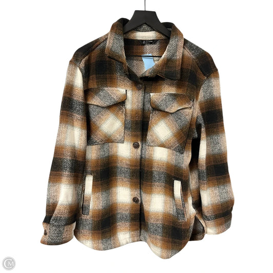 Jacket Shirt By Members Mark In Black & Brown, Size: S