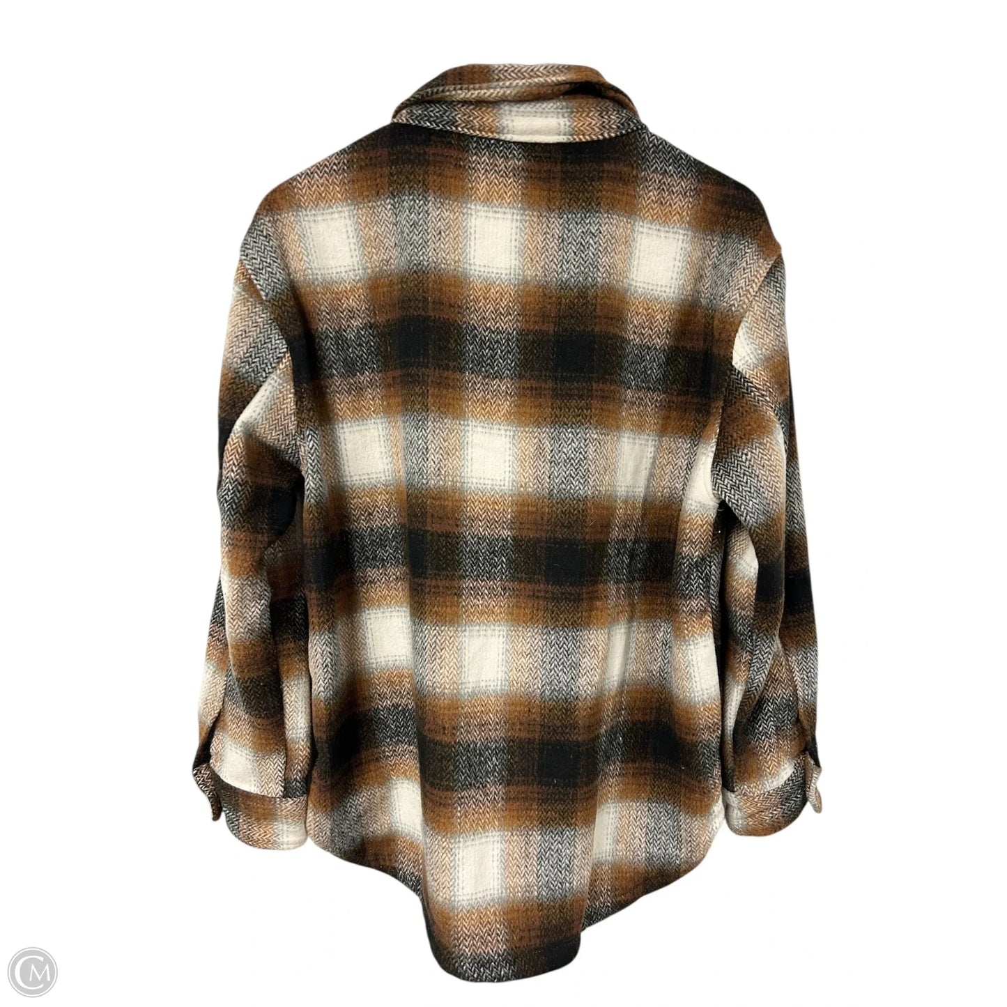 Jacket Shirt By Members Mark In Black & Brown, Size: S