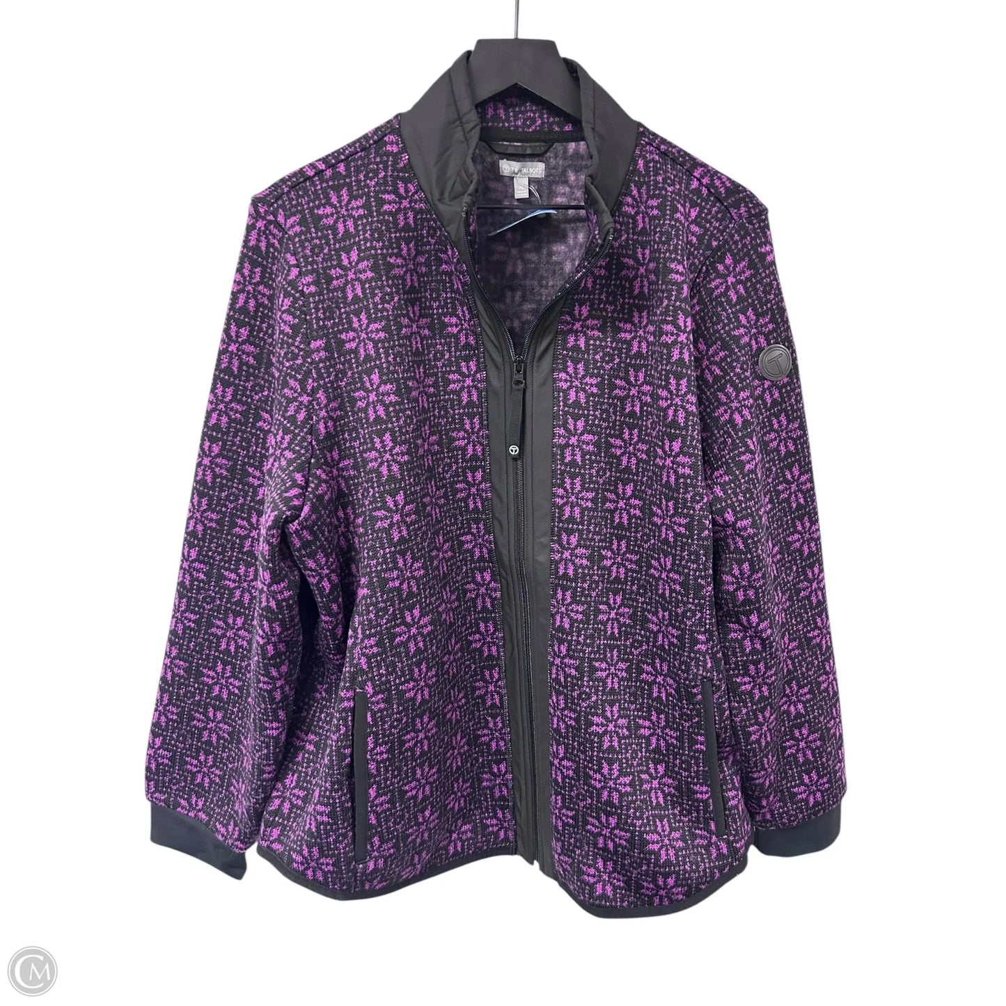 Jacket Fleece By Talbots In Black & Purple, Size: Xl