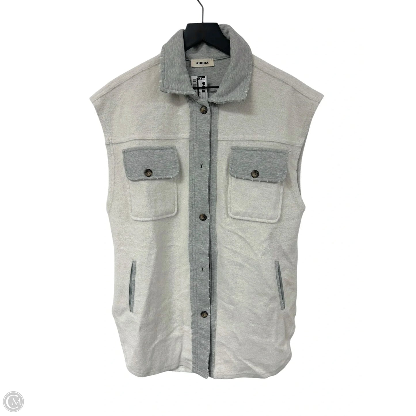 Jacket Shirt By Adora In Cream & Grey, Size: S