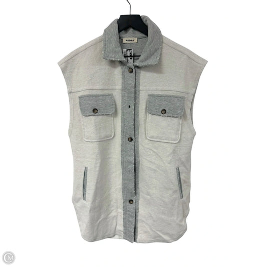 Jacket Shirt By Adora In Cream & Grey, Size: S