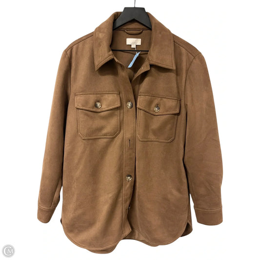 Jacket Shirt By Loft In Brown, Size: M
