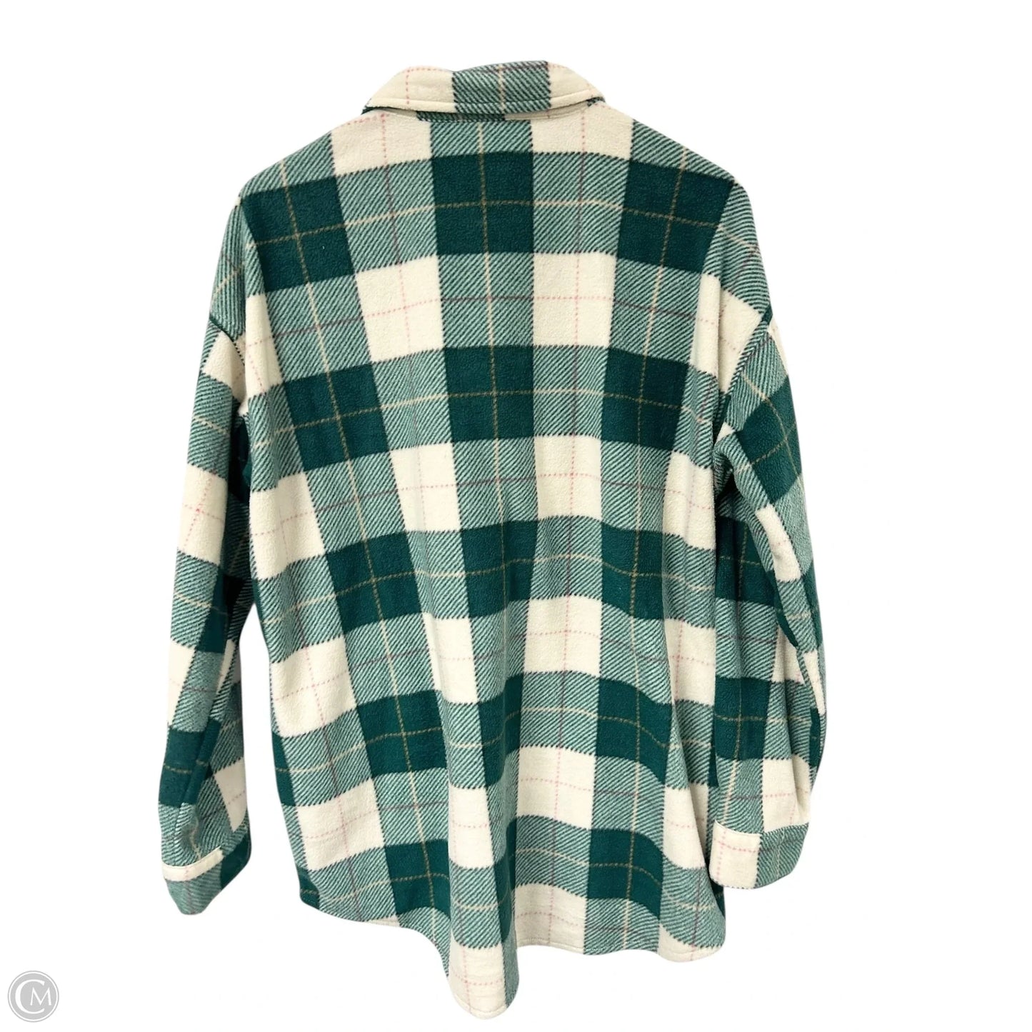 Jacket Shirt By Maurices In Cream & Green, Size: L