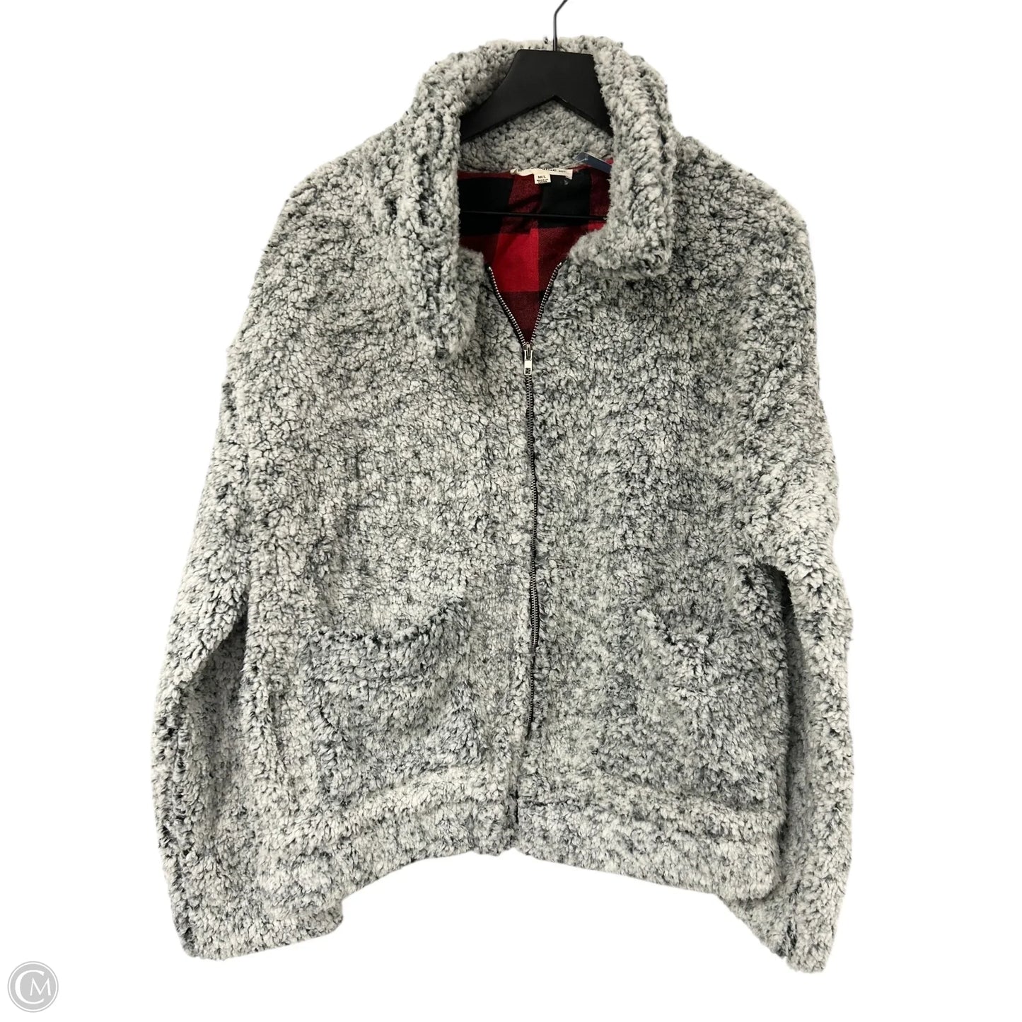Jacket Faux Fur & Sherpa By Ee Some In Grey, Size: M