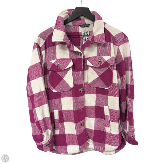 Jacket Shirt By Cmf In Pink & White, Size: S