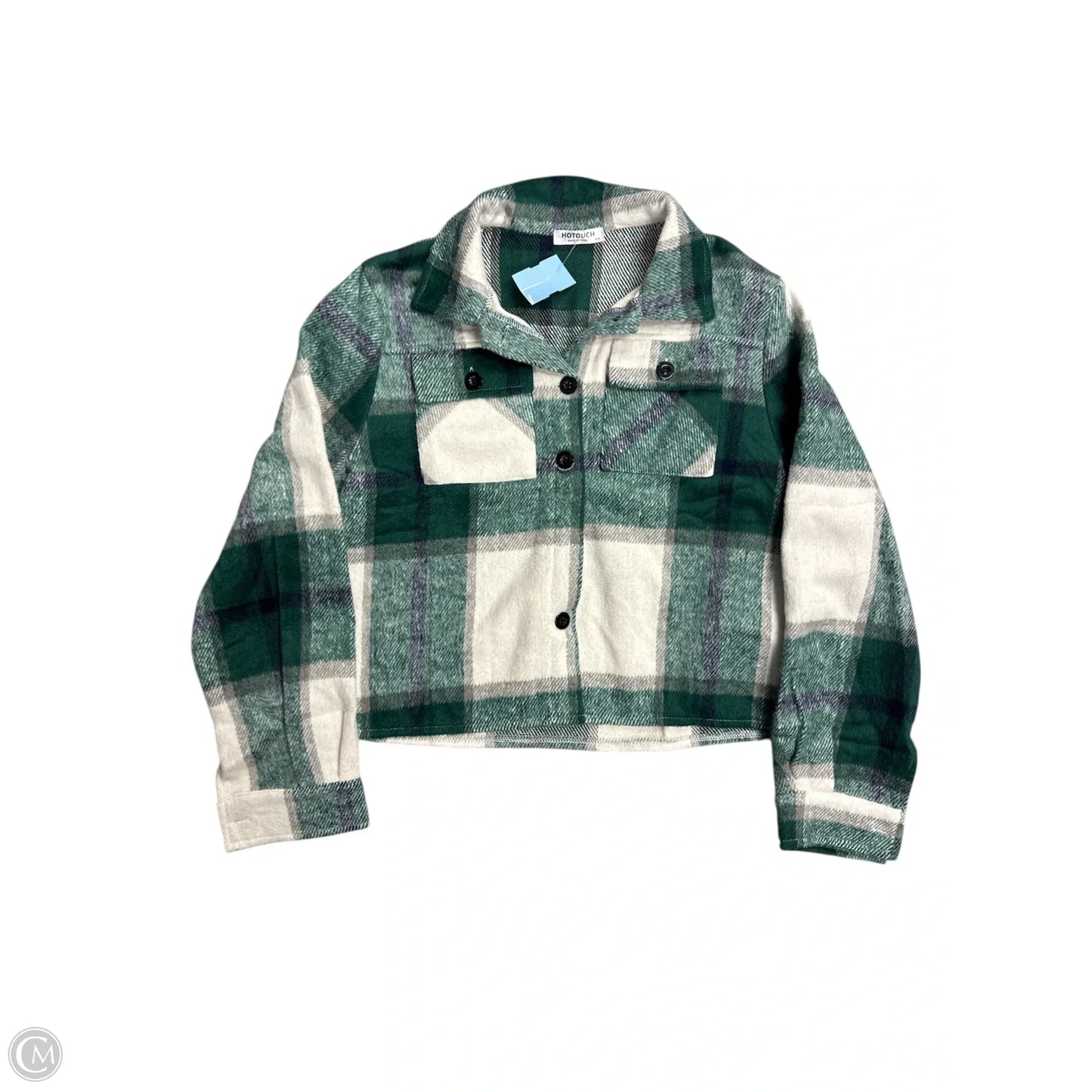 Jacket Shirt By Cmf In Green & White, Size: Xs