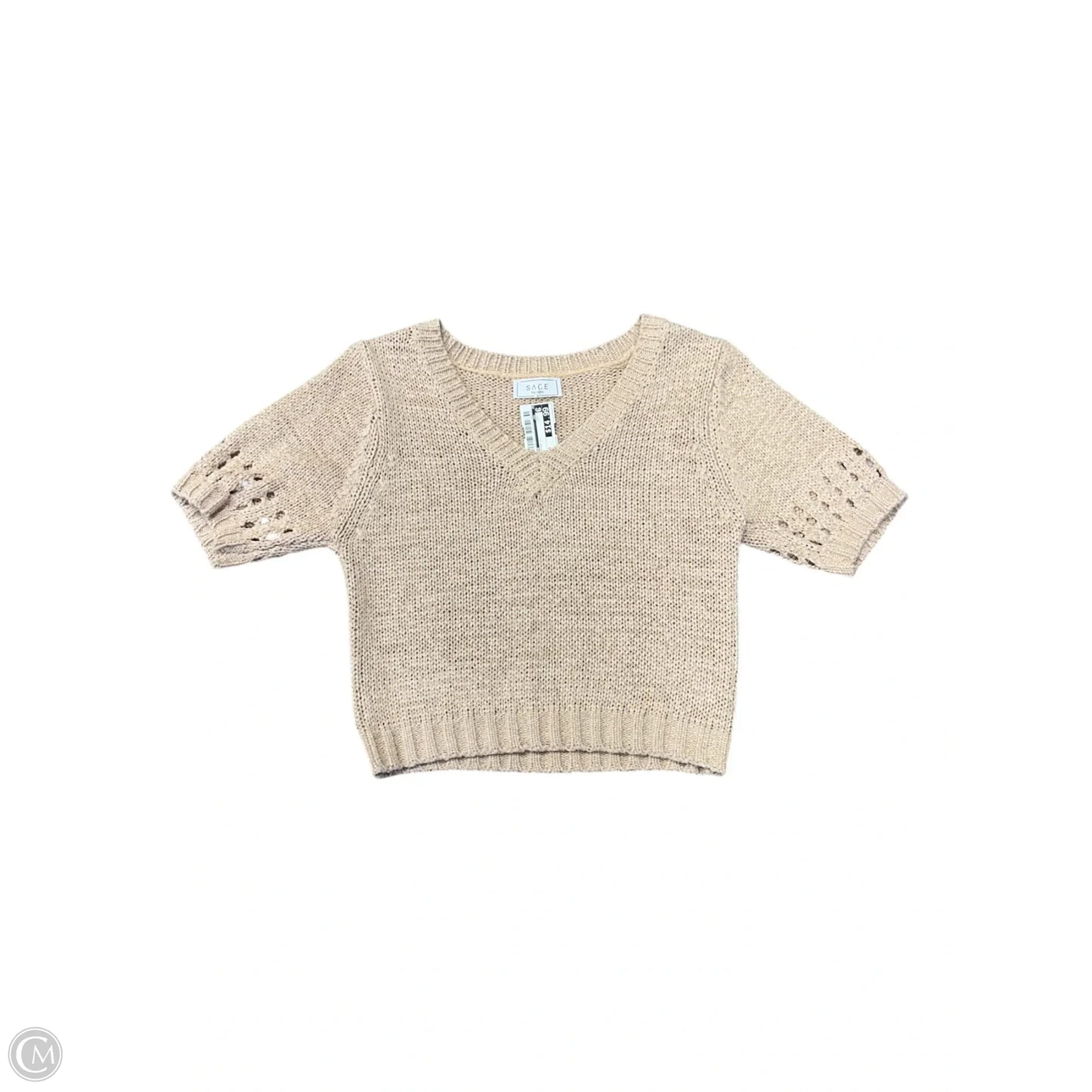 Sweater Short Sleeve By Sage In Tan, Size: S