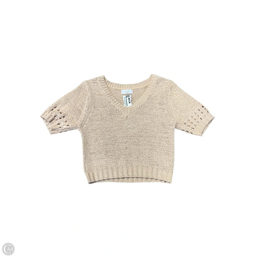 Sweater Short Sleeve By Sage In Tan, Size: S