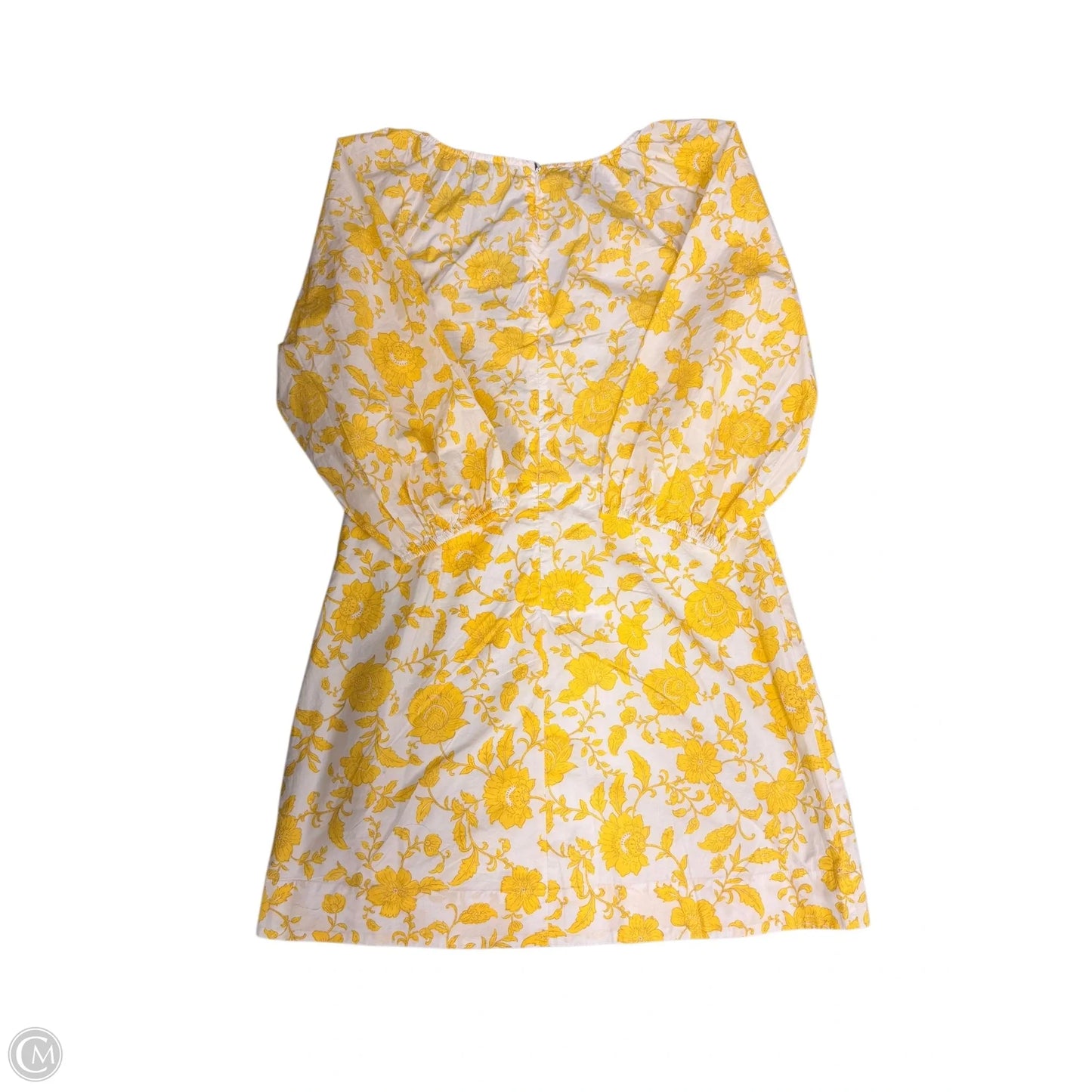 Dress Casual Midi By Loft In White & Yellow, Size: 10