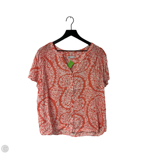 Top Short Sleeve By Croft And Barrow In Orange & White, Size: Xl