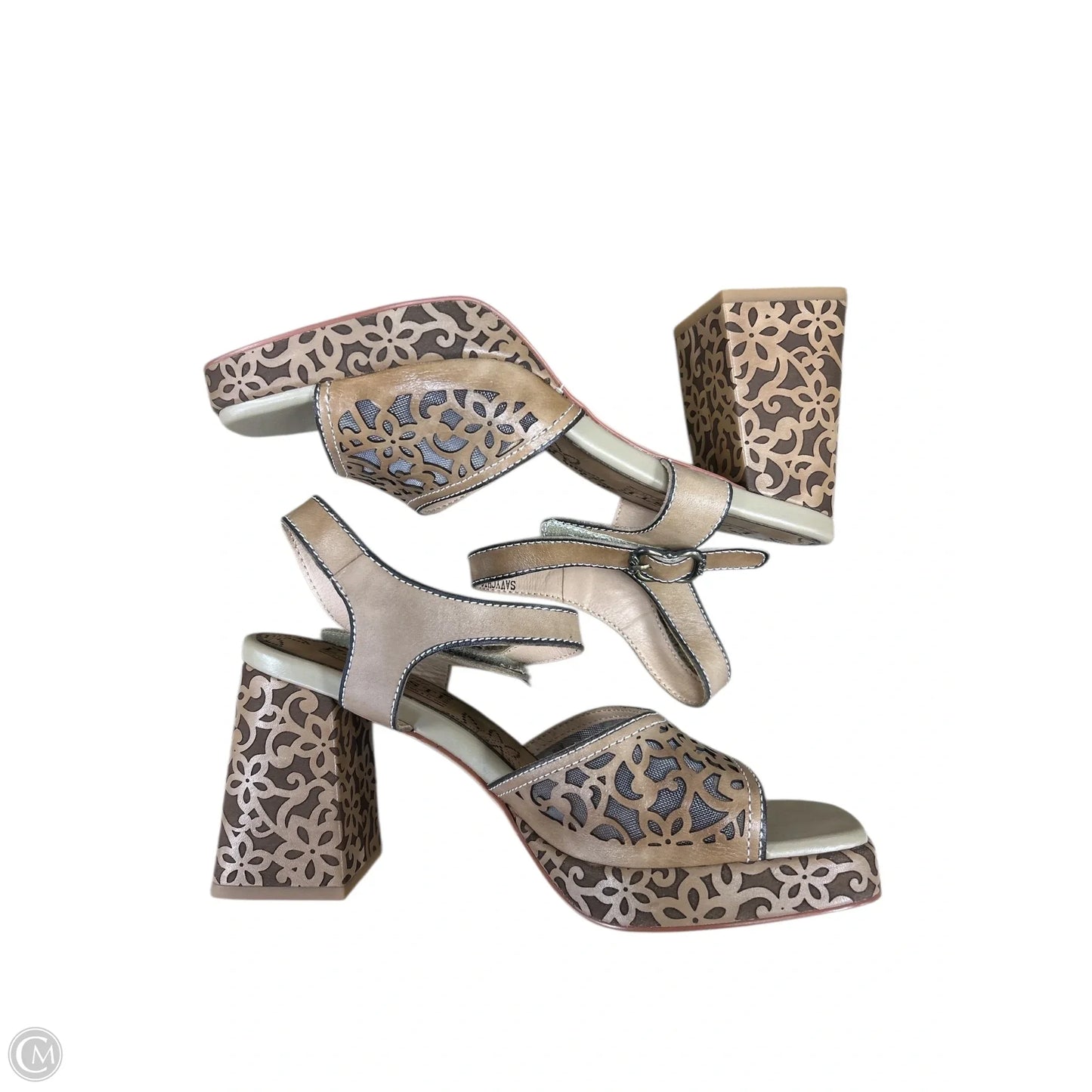 Sandals Heels Block By Spring Step In Beige, Size: 10.5