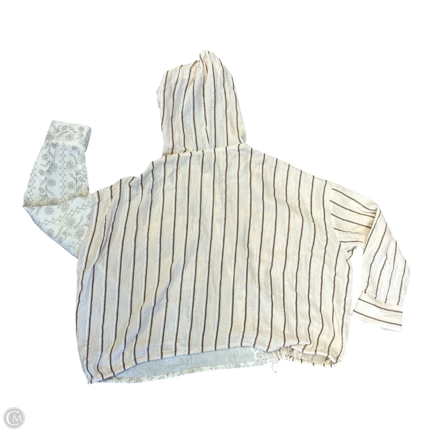 Blouse Long Sleeve By Fate In Brown & Cream, Size: S