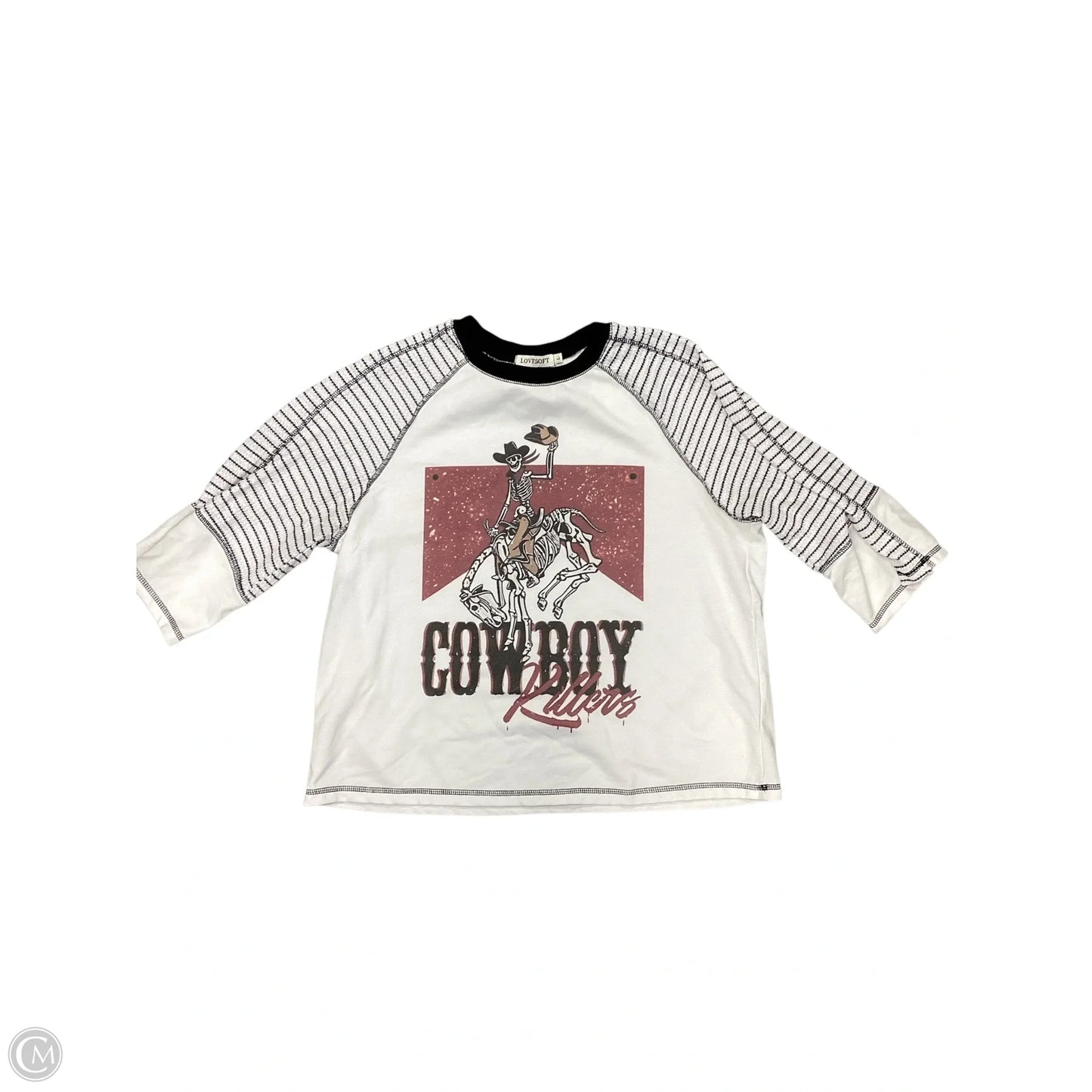 Top Long Sleeve By Clothes Mentor In Black & White, Size: L