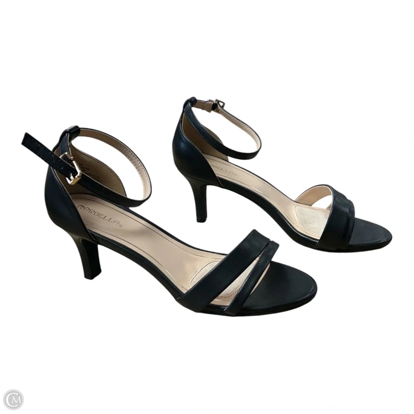 Sandals Heels Kitten By Clothes Mentor In Black, Size: 8
