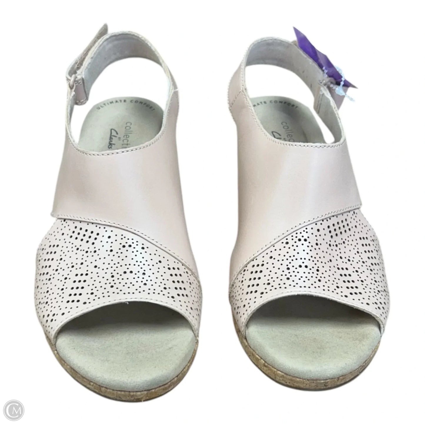 Sandals Heels Wedge By Clarks In Cream, Size: 7.5