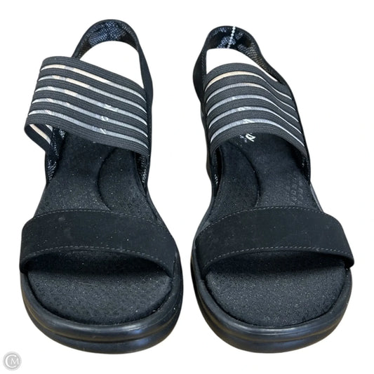 Sandals Heels Wedge By Skechers In Black, Size: 8