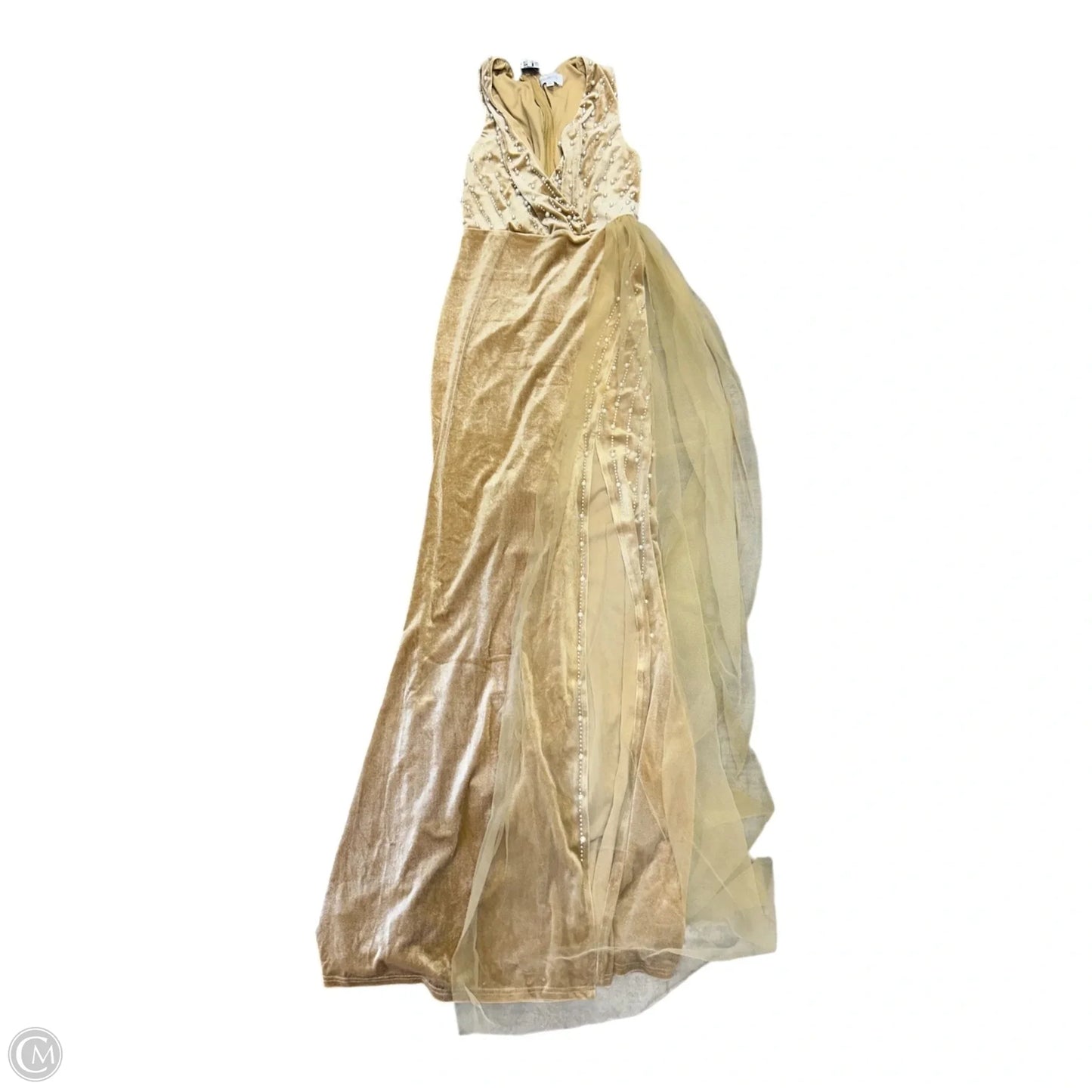 Dress Party Long By Clothes Mentor In Tan, Size: S