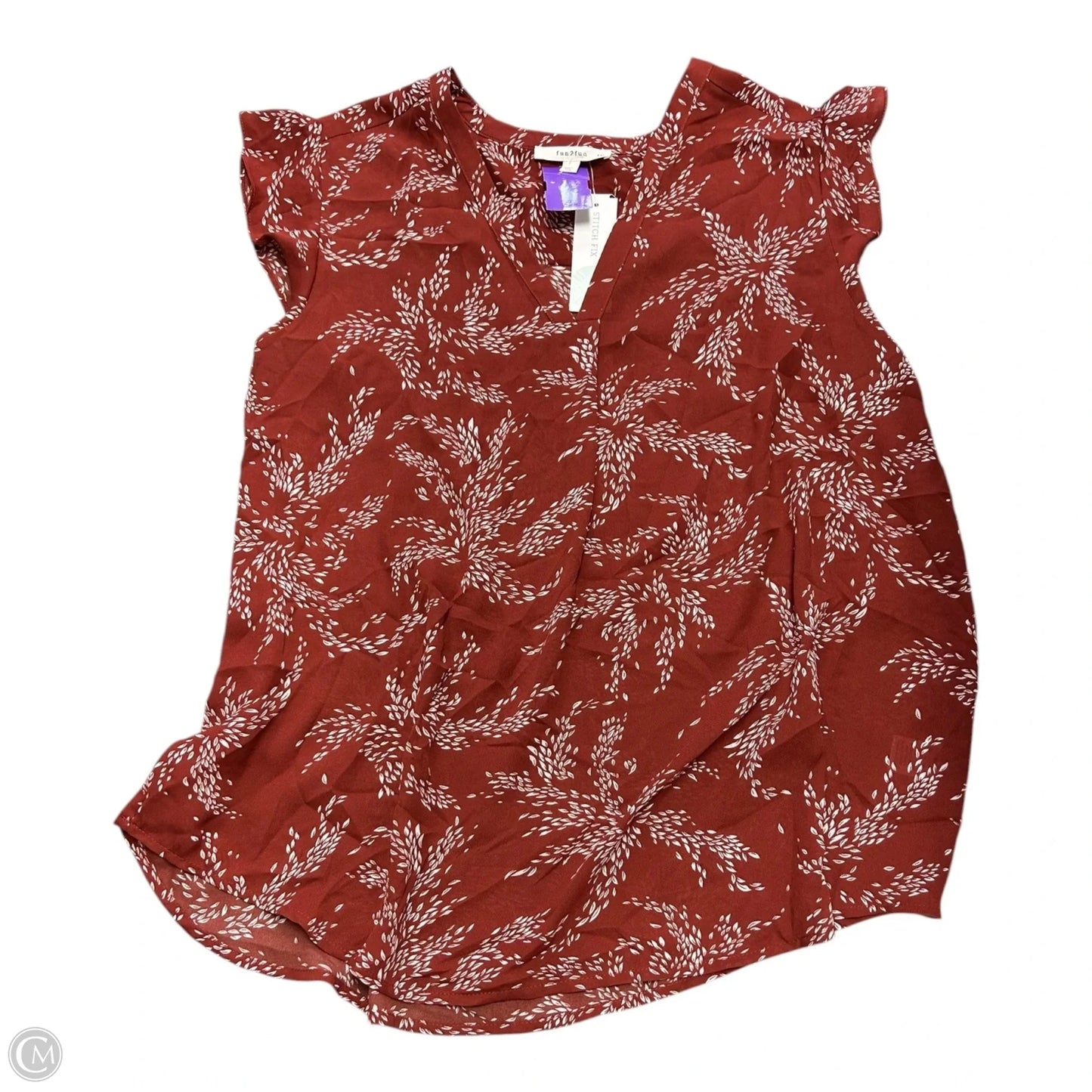Top Short Sleeve By Clothes Mentor In Orange & White, Size: Xxl