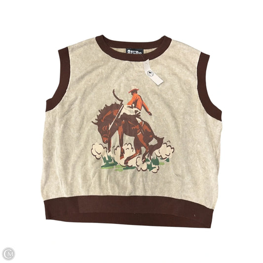 Vest Sweater By Cmc In Brown & Tan, Size: 2x