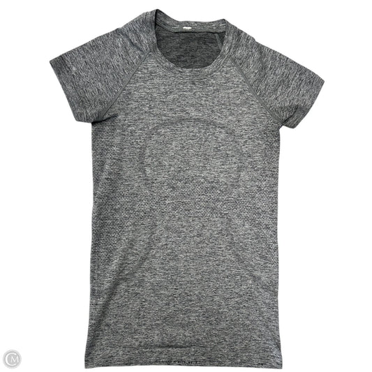 Athletic Top Short Sleeve By Lululemon In Grey, Size: 4