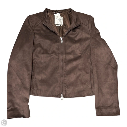 Jacket Moto By Abercrombie And Fitch In Brown, Size: M