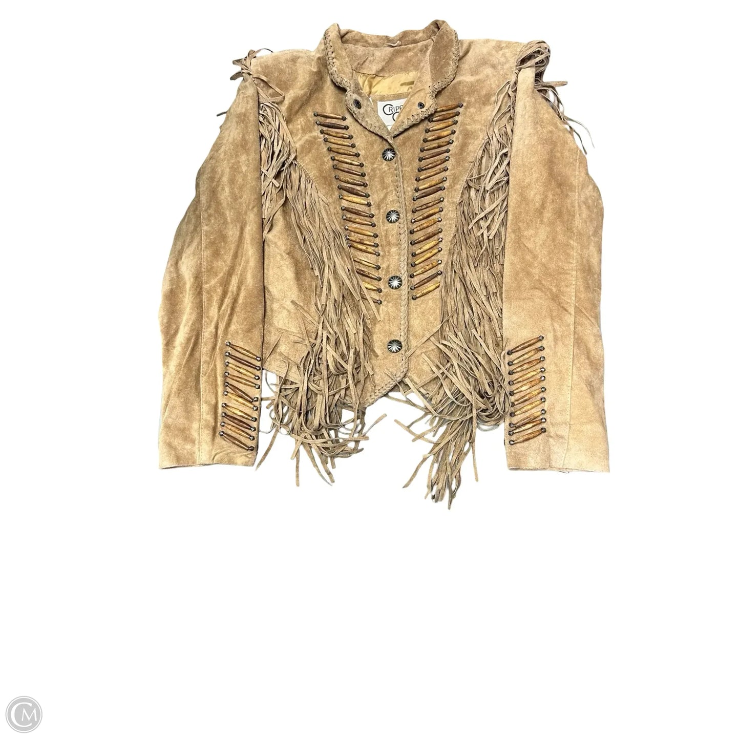 Jacket Leather By Cmb In Brown, Size: M