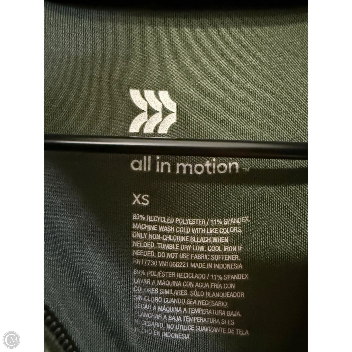 Athletic Top Long Sleeve Collar By All In Motion In Green, Size: Xs