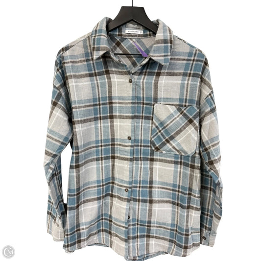 Blouse Long Sleeve By Staccato In Blue & Grey, Size: S