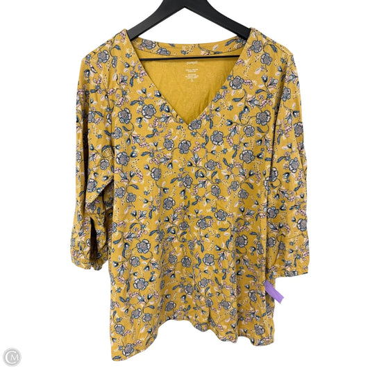 Top 3/4 Sleeve By J. Jill In Yellow, Size: Xl