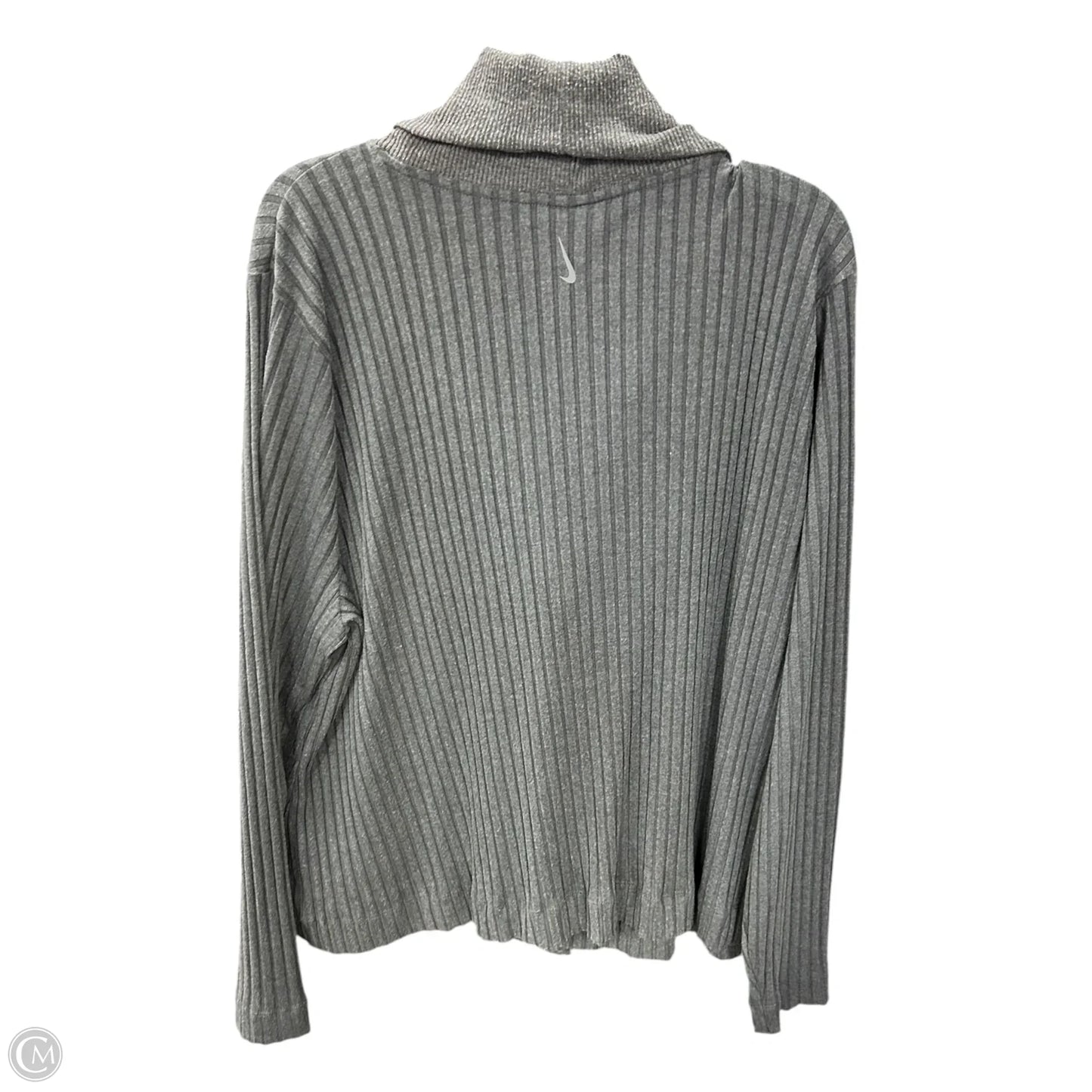 Athletic Top Long Sleeve Collar By Nike In Grey, Size: 2x