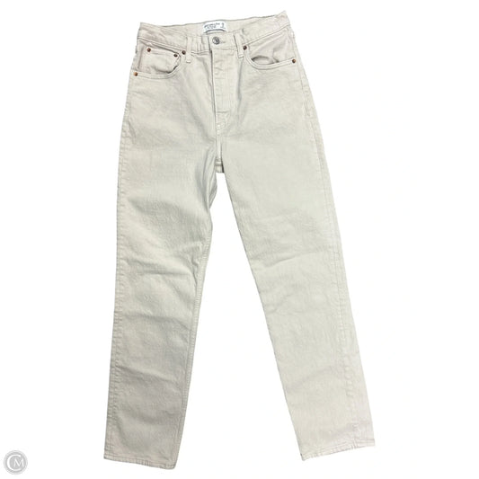 Jeans Straight By Abercrombie And Fitch In Cream Denim, Size: 6
