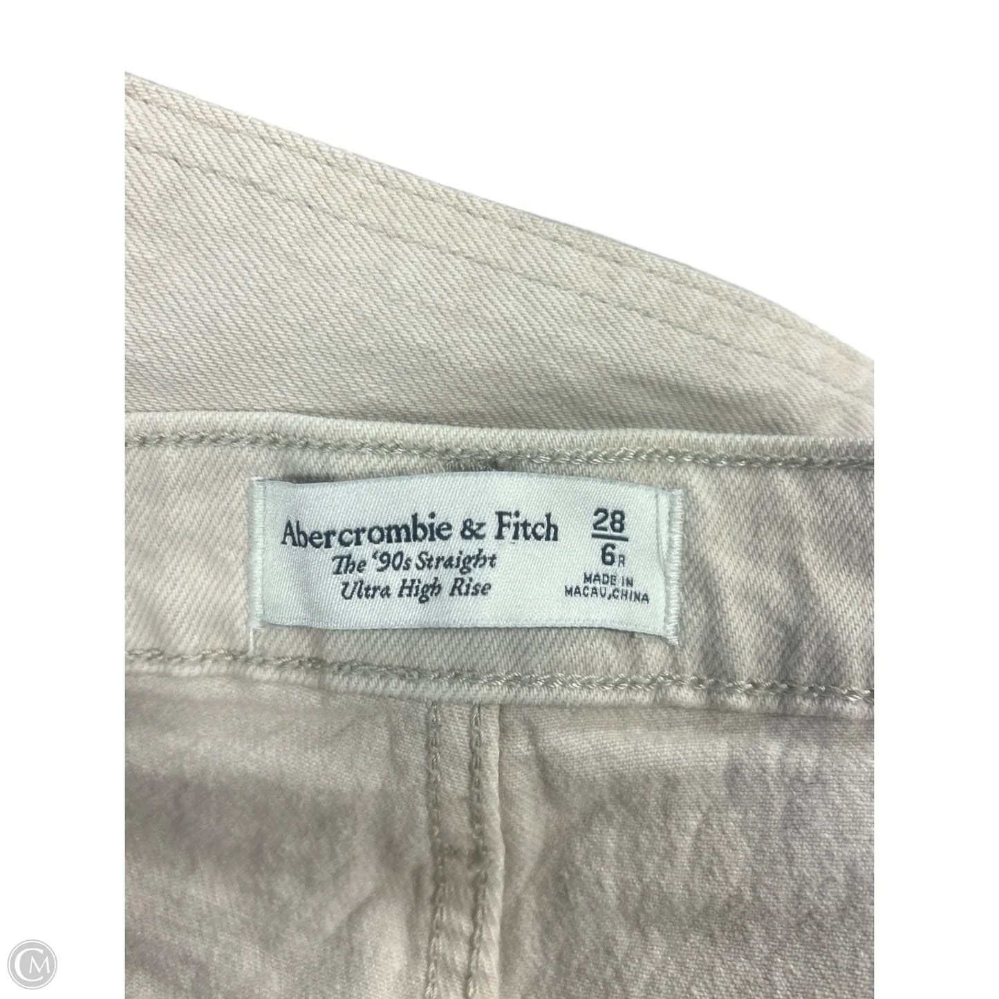 Jeans Straight By Abercrombie And Fitch In Cream Denim, Size: 6