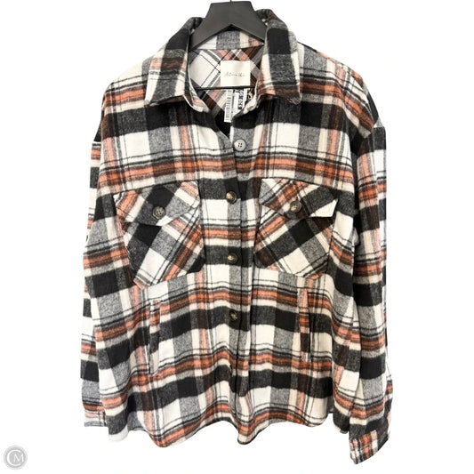 Jacket Shirt By Active Usa In Black & White, Size: L