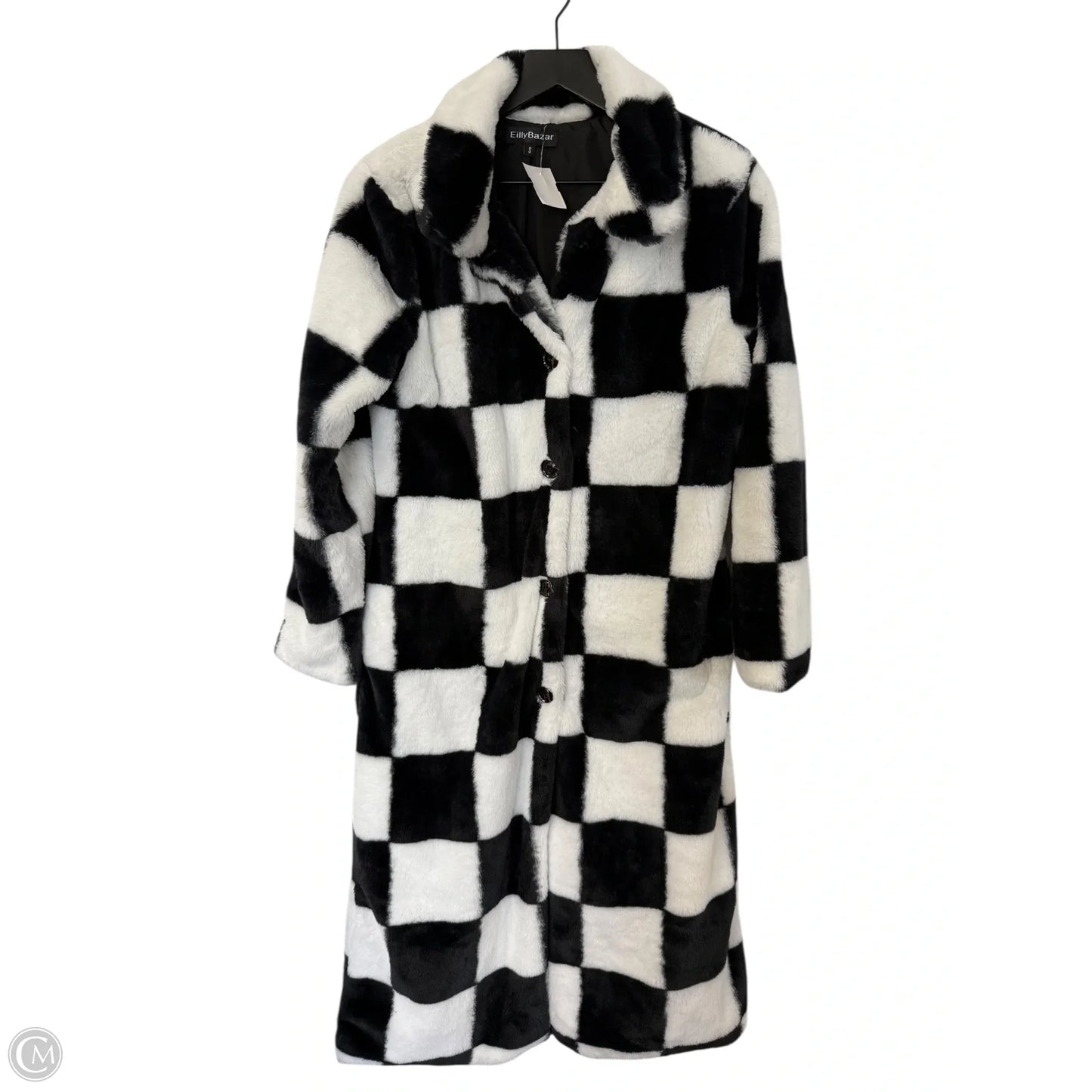Coat Trench Coat By Cmf In Black & White, Size: S
