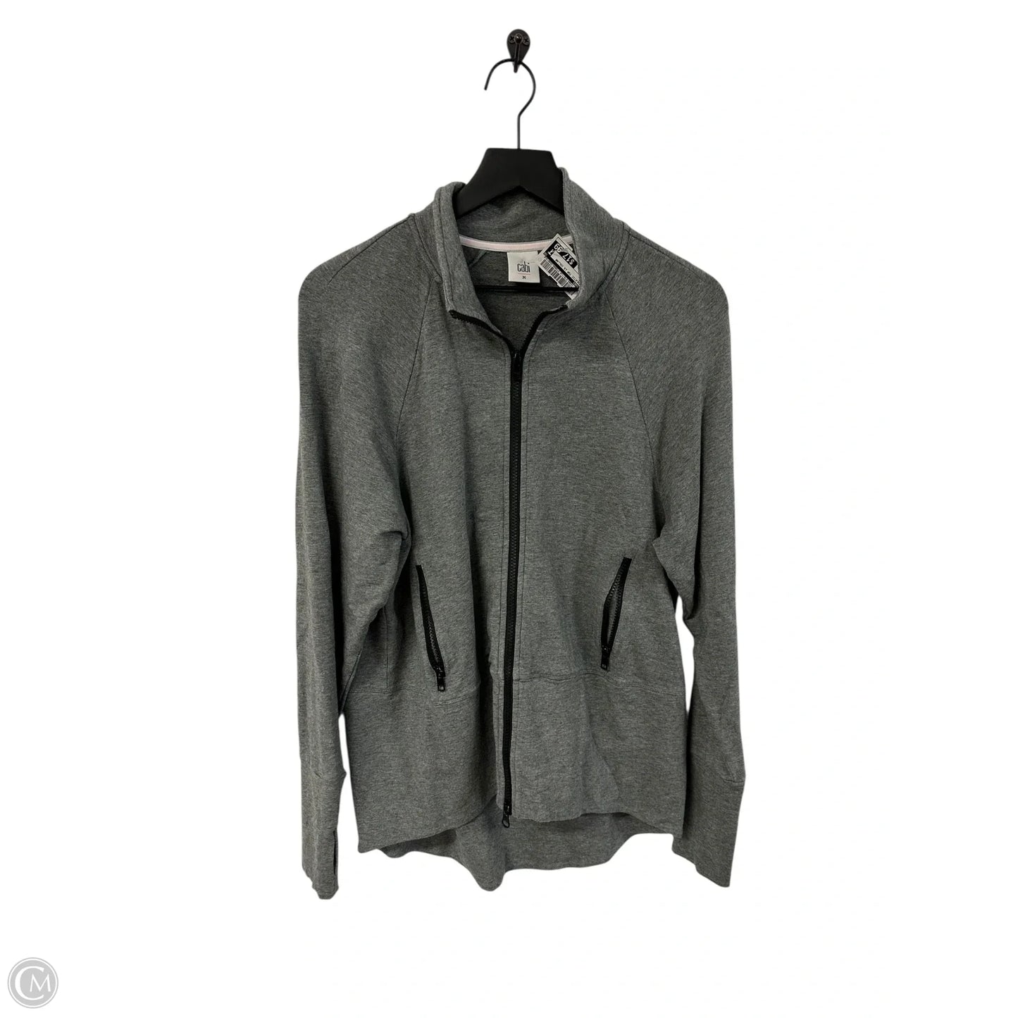 Athletic Top Long Sleeve Collar By Cabi In Grey, Size: M