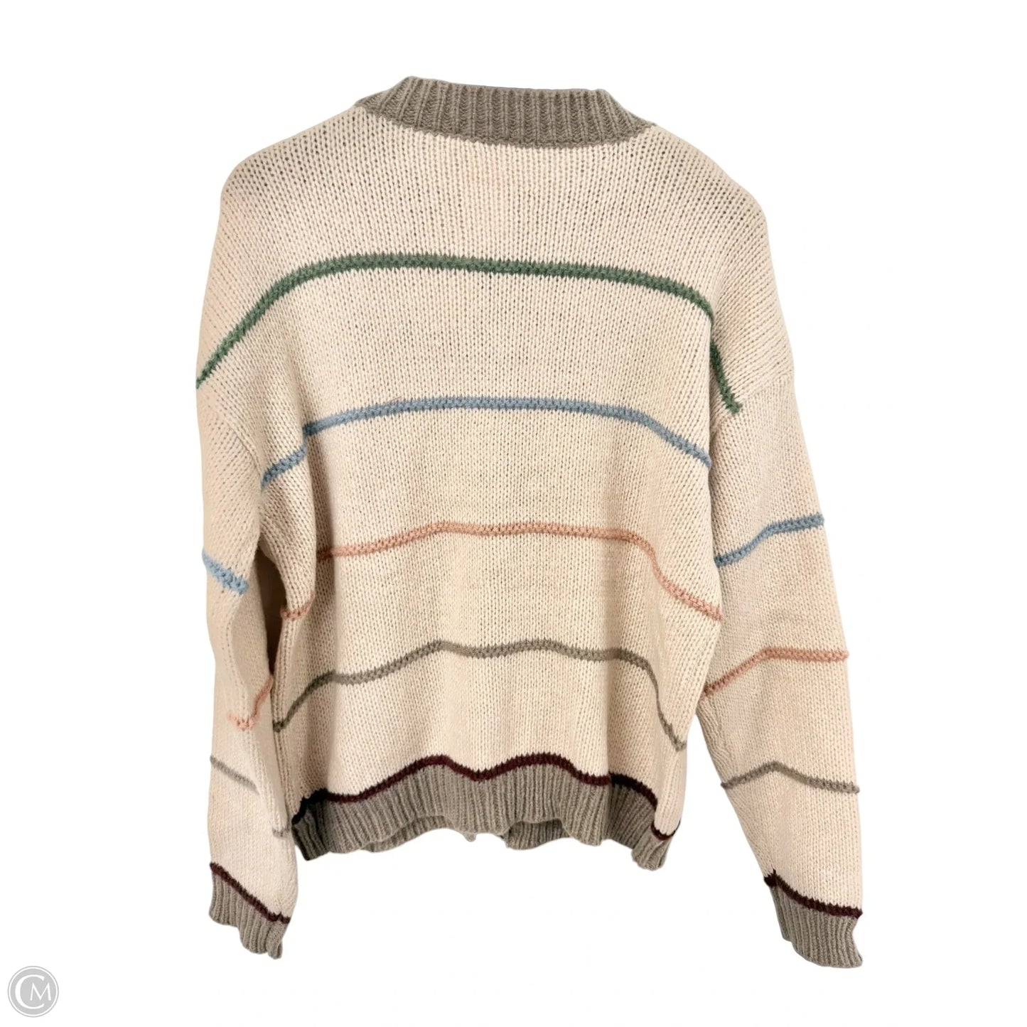 Sweater Cardigan By Hem & Thread In Brown & Tan, Size: L