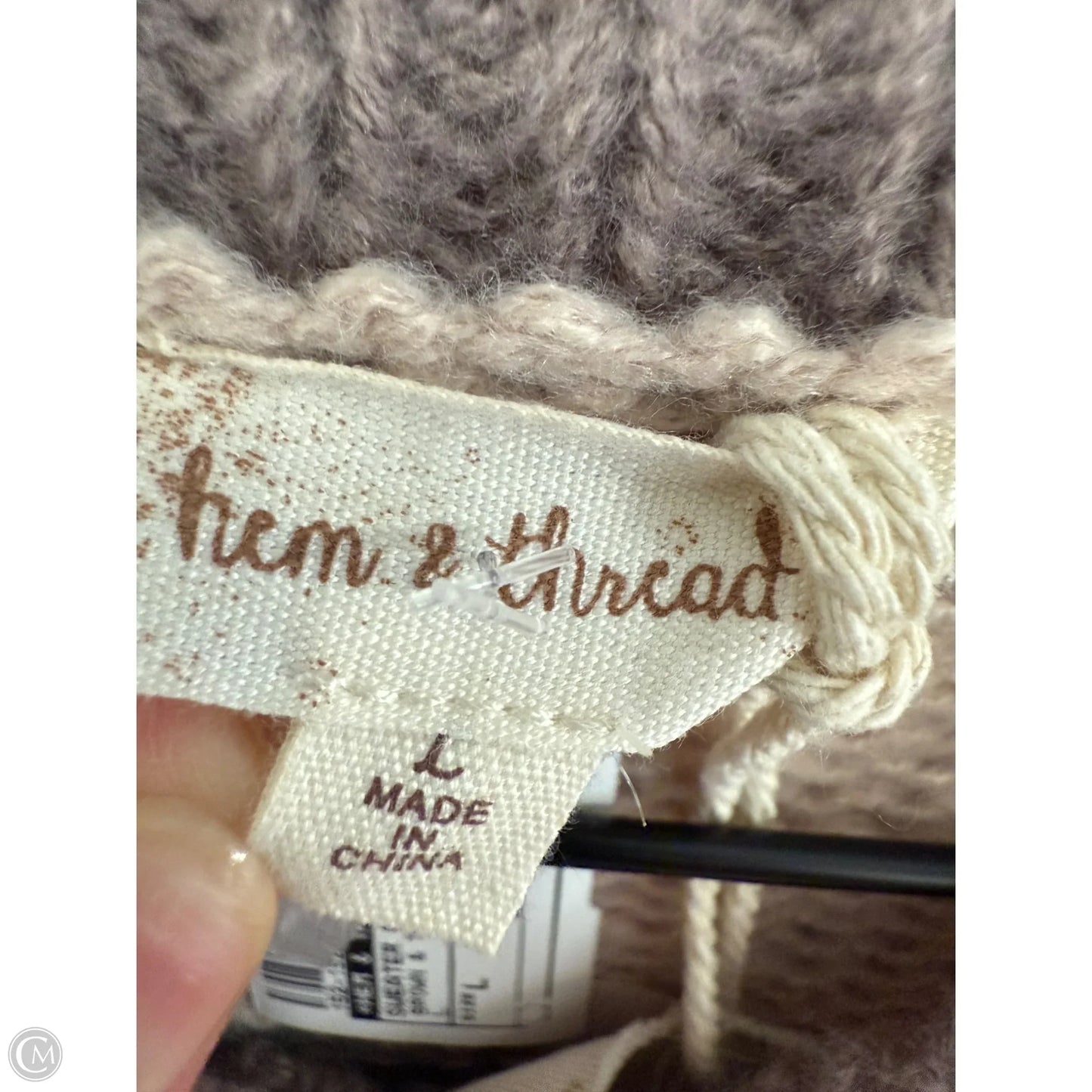 Sweater Cardigan By Hem & Thread In Brown & Tan, Size: L