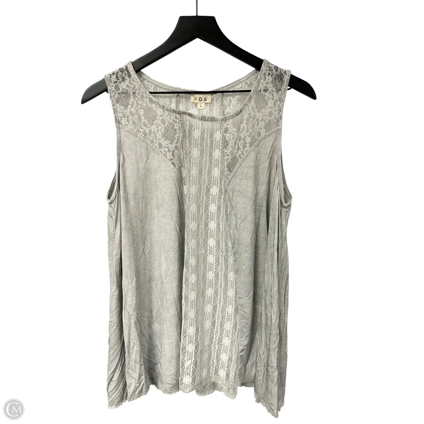 Top Sleeveless By Pol In Grey, Size: L