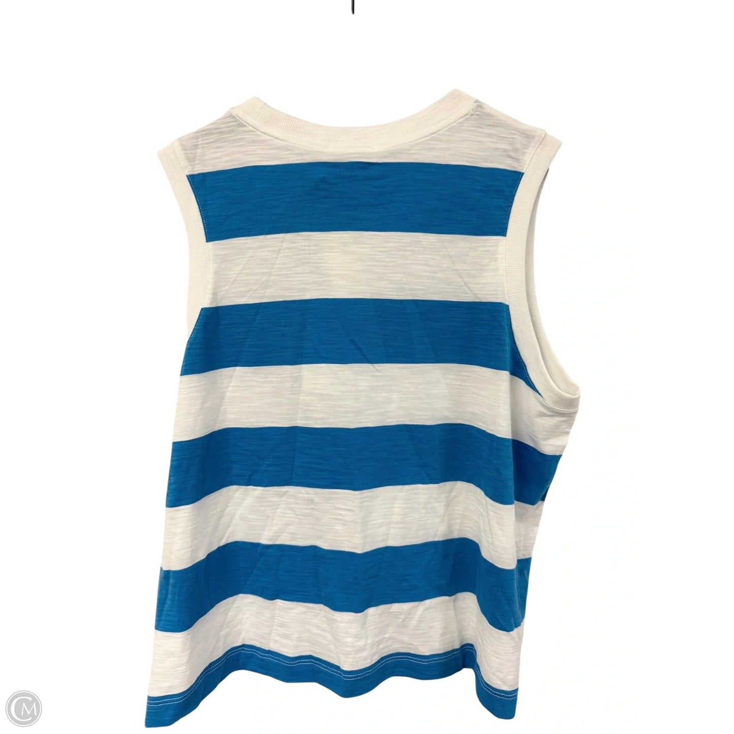 Top Sleeveless By Evereve In Blue & White, Size: L